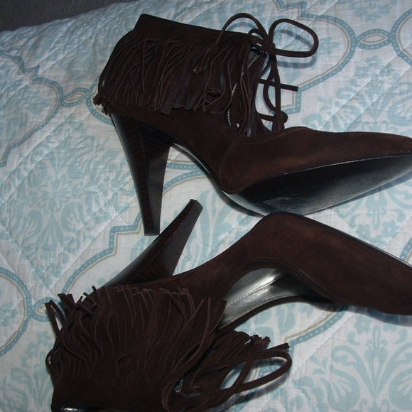 Suede Fringe Shoes Calvin Klein suede heels - Picture 5 of 8